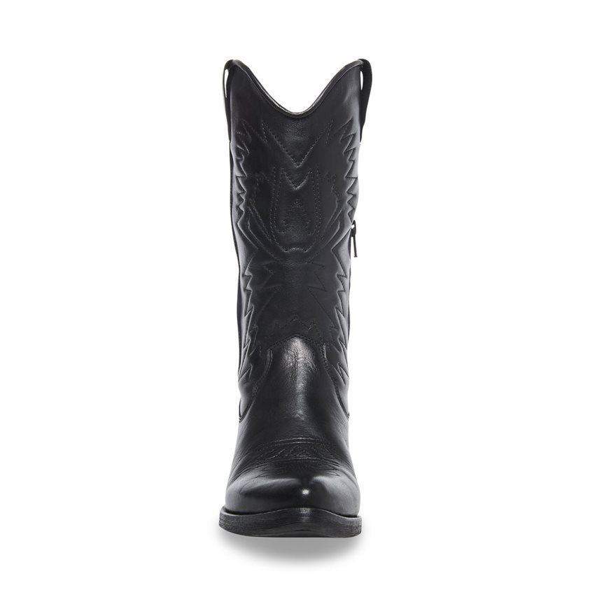 Black Steve Madden Hayward Leather Women's High Boots | PH 1320JQS